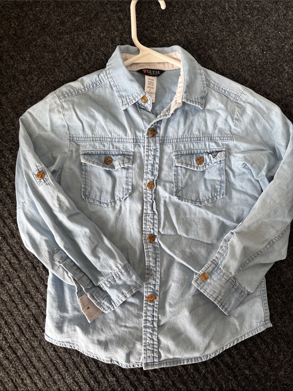 GUESS Light Blue Denim Button-Down Shirt for Kids